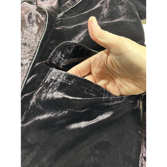 Amaryllis Anthropologie Spencer Velvet Smoking Jacket Blazer Dark Purple Small - Picture 9 of 12